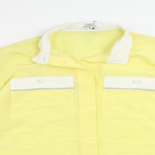 Planet Womens Yellow Polyester Basic Button-Up Size 8 Collared