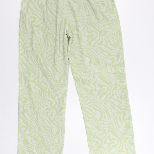 ASOS Womens Green Animal Print Polyester Trousers Size 10 L29 in Regular Drawstring - Adjustable Waist