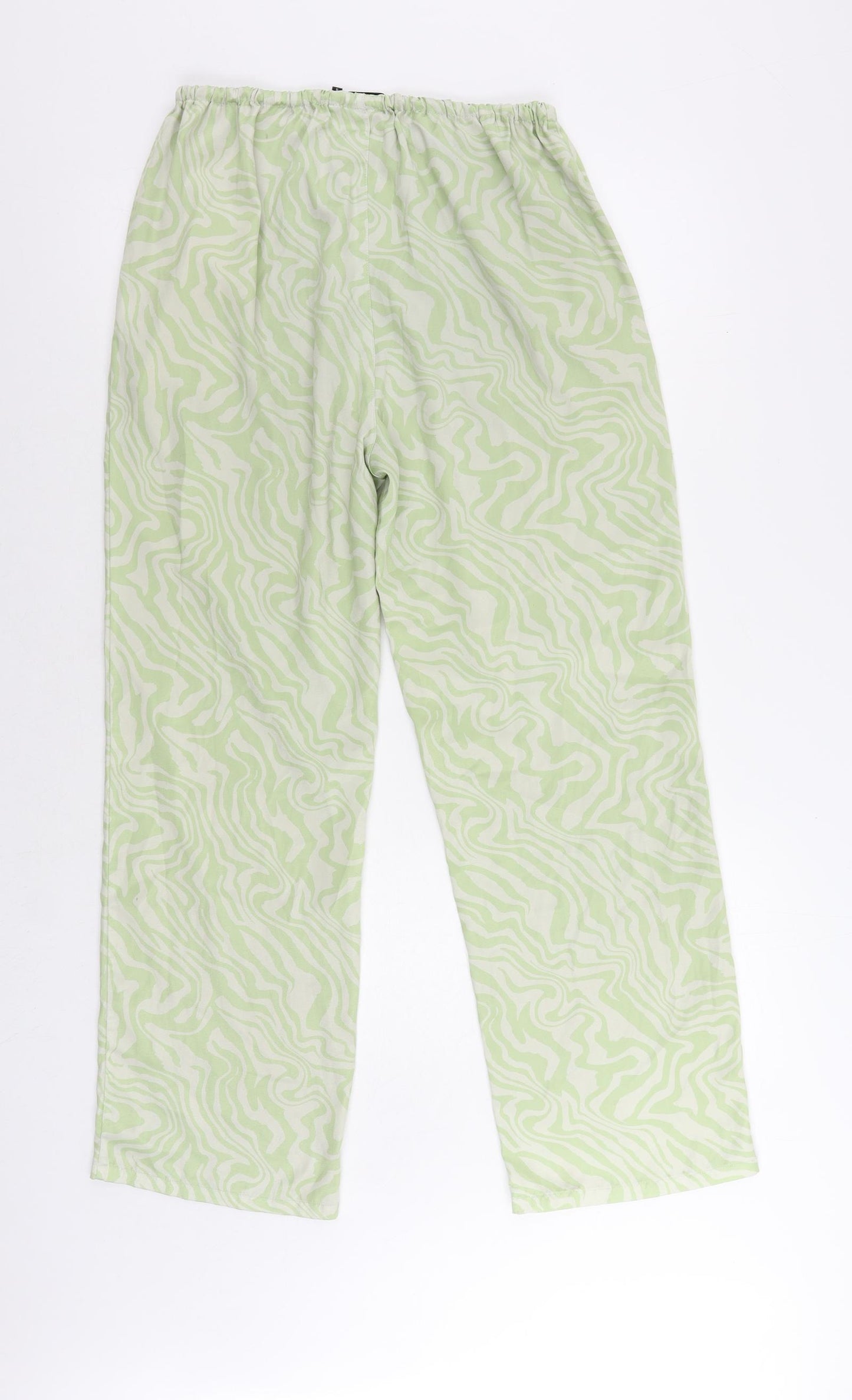 ASOS Womens Green Animal Print Polyester Trousers Size 10 L29 in Regular Drawstring - Adjustable Waist
