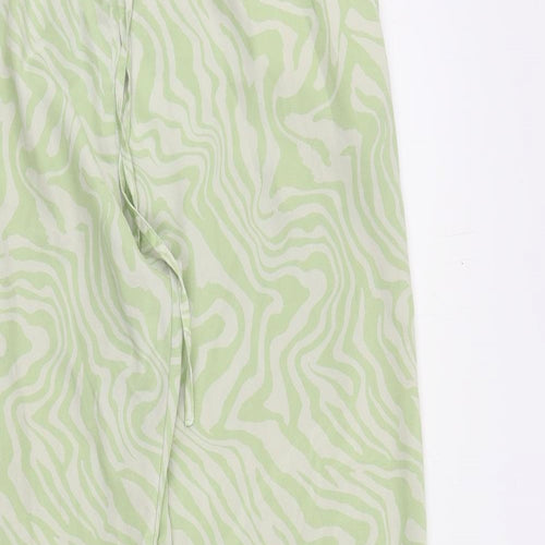 ASOS Womens Green Animal Print Polyester Trousers Size 10 L29 in Regular Drawstring - Adjustable Waist