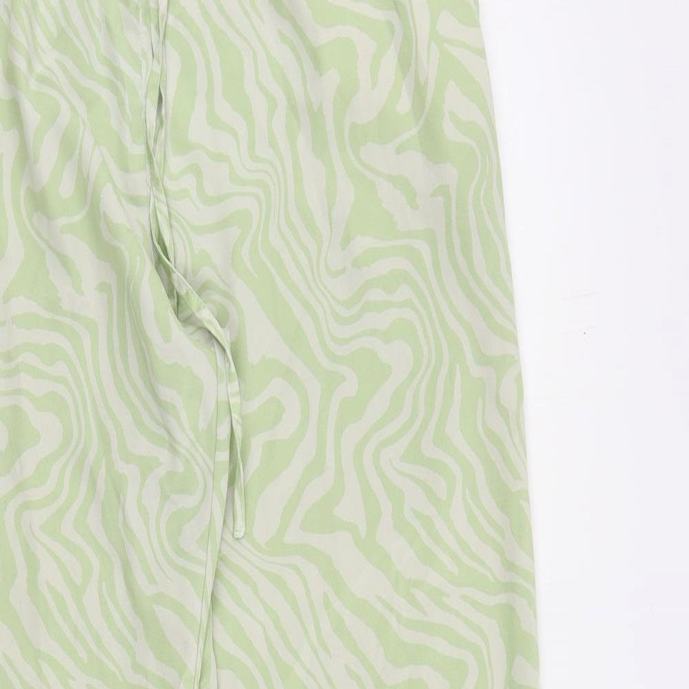 ASOS Womens Green Animal Print Polyester Trousers Size 10 L29 in Regular Drawstring - Adjustable Waist