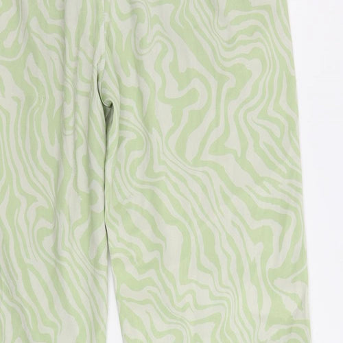ASOS Womens Green Animal Print Polyester Trousers Size 10 L29 in Regular Drawstring - Adjustable Waist
