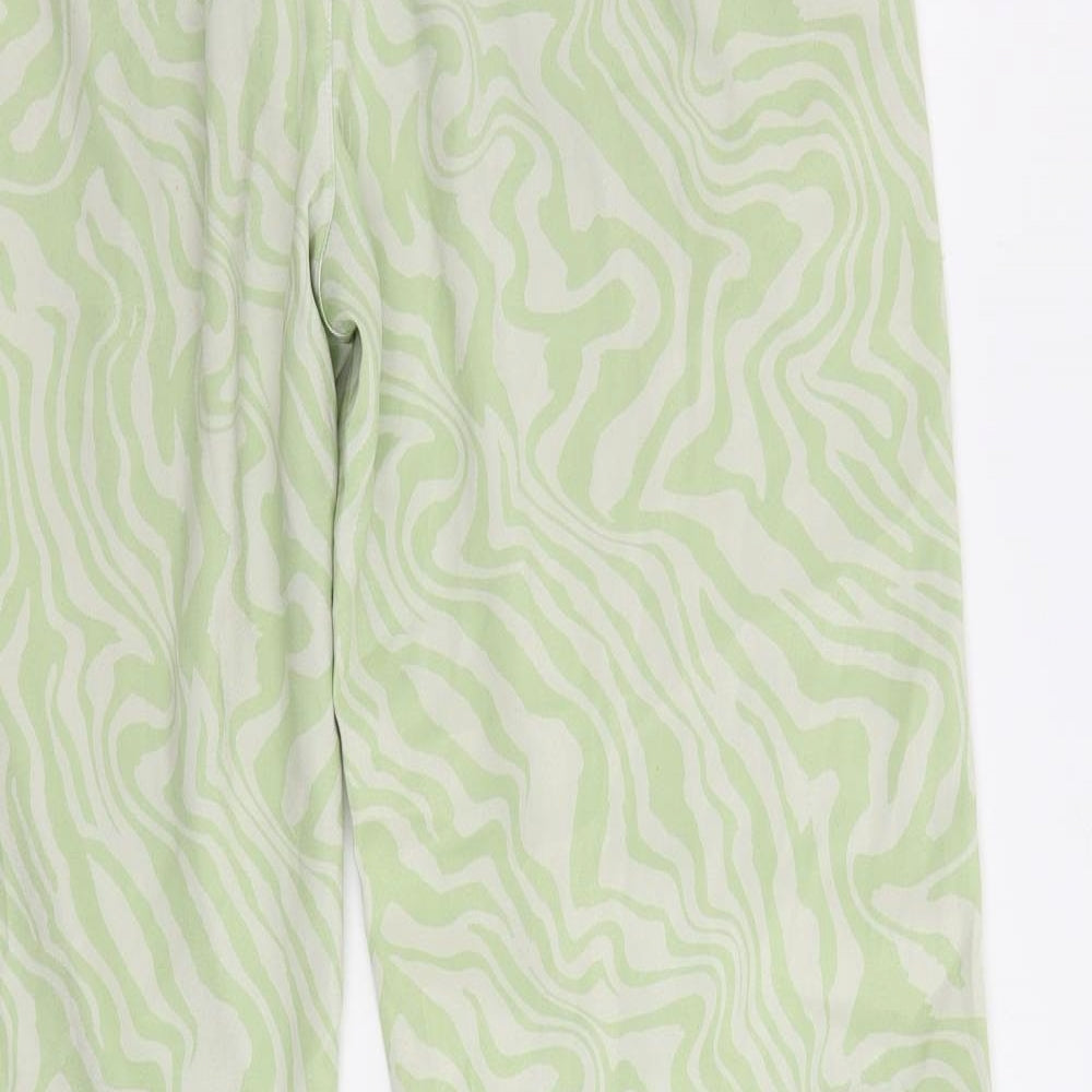 ASOS Womens Green Animal Print Polyester Trousers Size 10 L29 in Regular Drawstring - Adjustable Waist