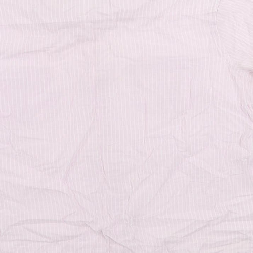 Marks and Spencer Womens Pink Striped Cotton Basic Button-Up Size 16 Collared