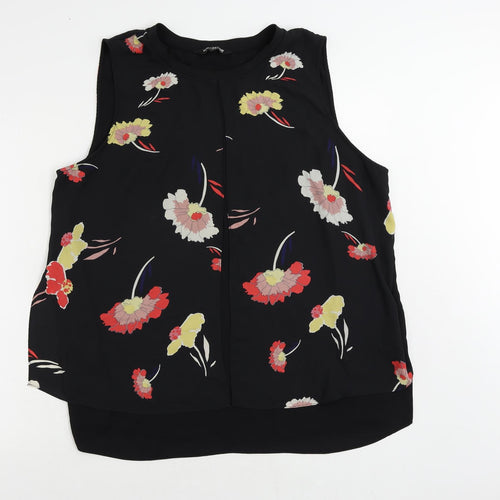 Debenhams Womens Black Floral Polyester Basic Blouse Size 20 Round Neck - Layered