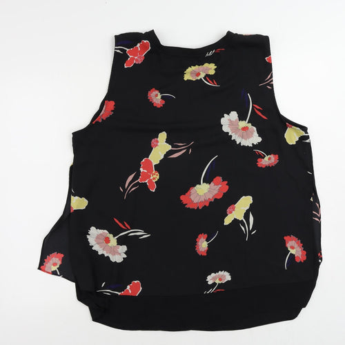 Debenhams Womens Black Floral Polyester Basic Blouse Size 20 Round Neck - Layered