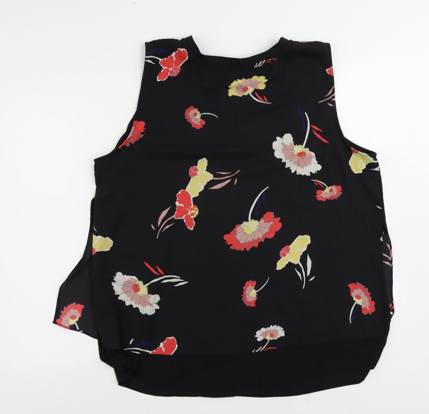 Debenhams Womens Black Floral Polyester Basic Blouse Size 20 Round Neck - Layered