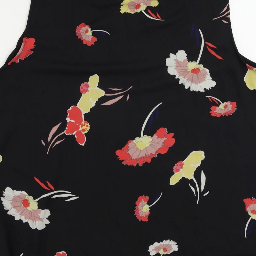 Debenhams Womens Black Floral Polyester Basic Blouse Size 20 Round Neck - Layered