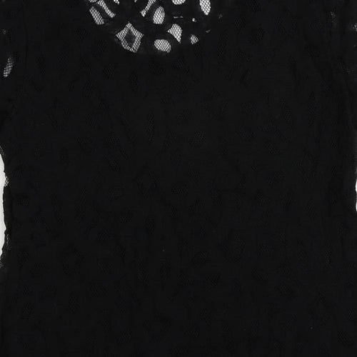 Per Una Womens Black Cotton Basic Blouse Size 10 Round Neck