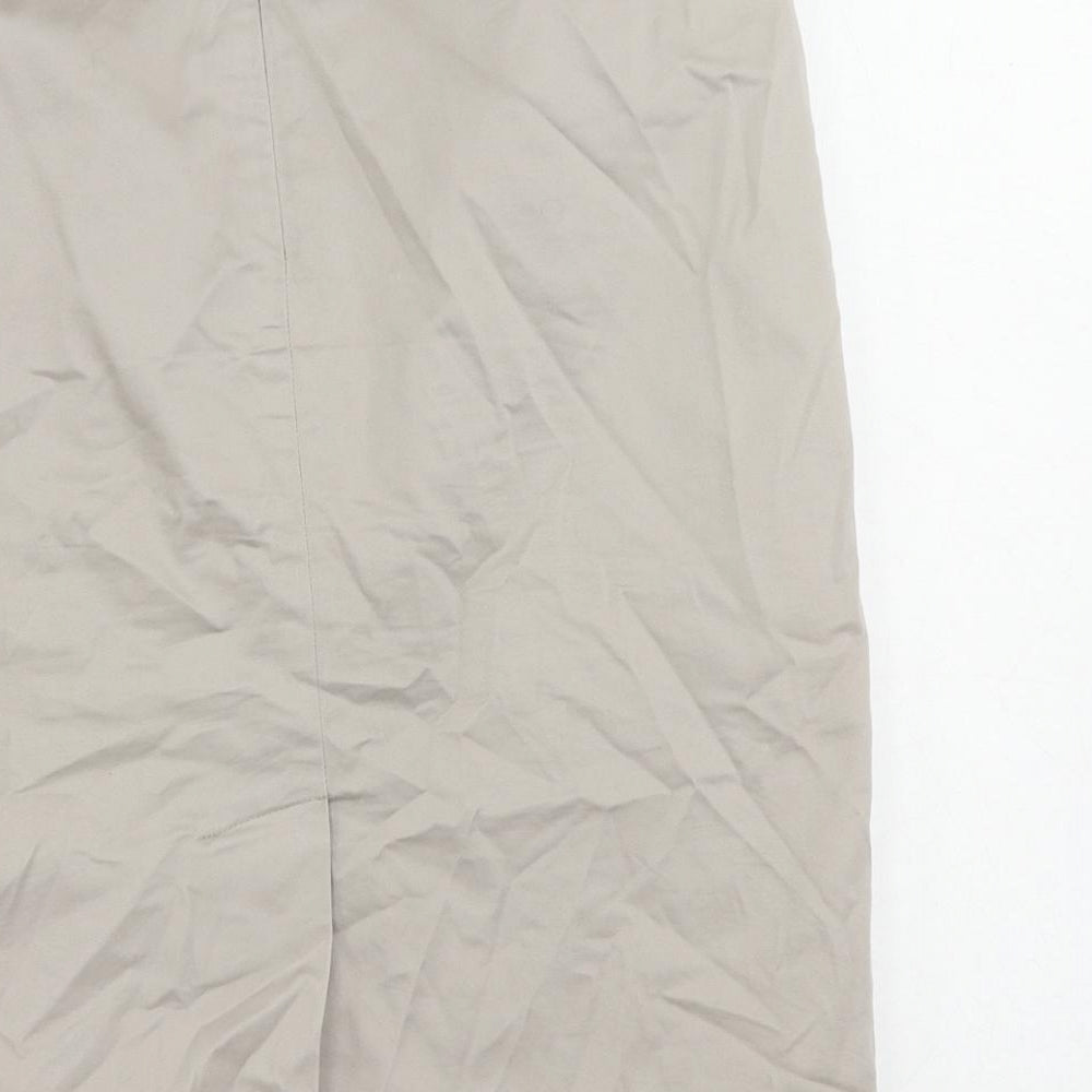 Marks and Spencer Womens Beige Cotton Straight & Pencil Skirt Size 10 Zip - Lined