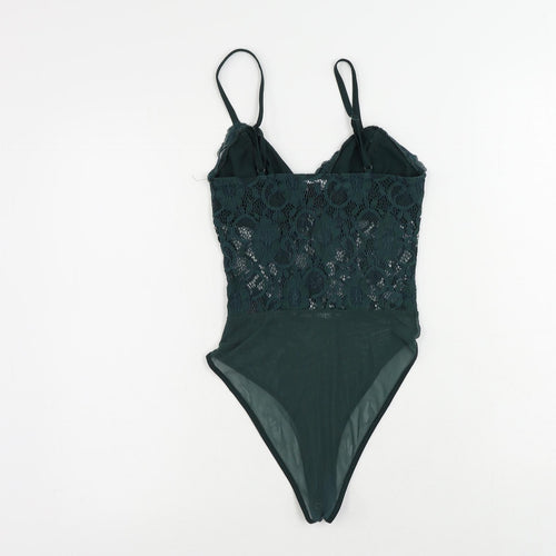 New Look Womens Green Polyester Bodysuit One-Piece Size 8 Snap