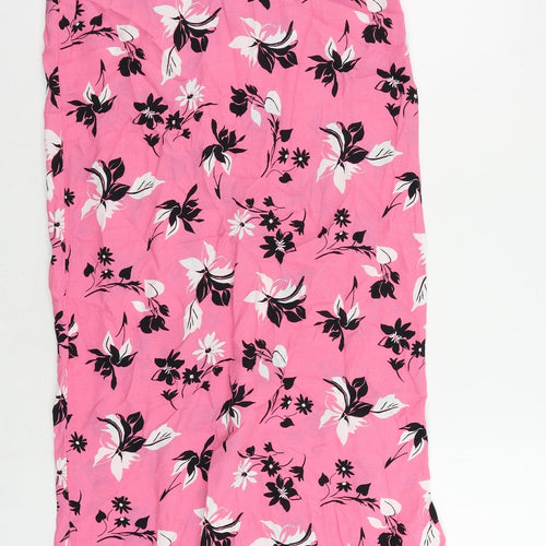 Marks and Spencer Womens Pink Floral Viscose Slip Dress Size 8 V-Neck Zip