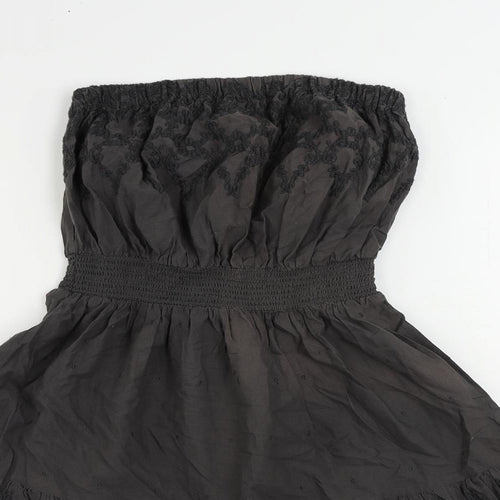 NEXT Womens Brown Cotton Fit & Flare Size 6 Off the Shoulder - Embroidered Strapless