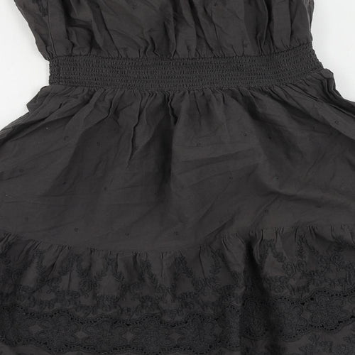 NEXT Womens Brown Cotton Fit & Flare Size 6 Off the Shoulder - Embroidered Strapless