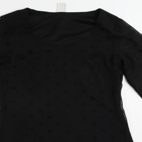VILA Womens Black Polka Dot Polyester A-Line Size S Boat Neck Zip