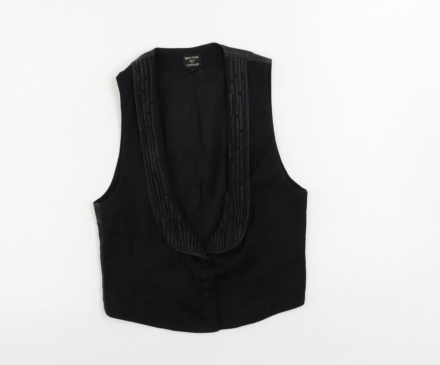 Topshop Womens Black Jacket Waistcoat Size 10 Button