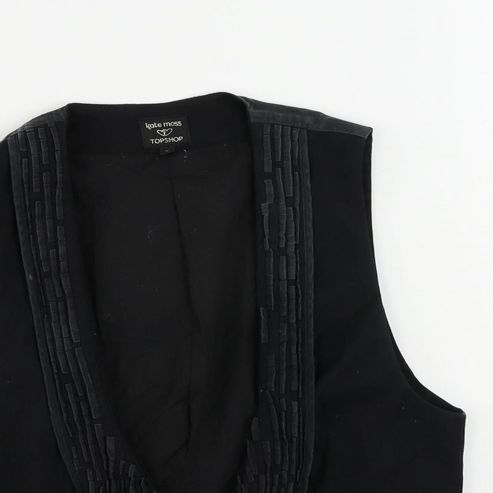 Topshop Womens Black Jacket Waistcoat Size 10 Button