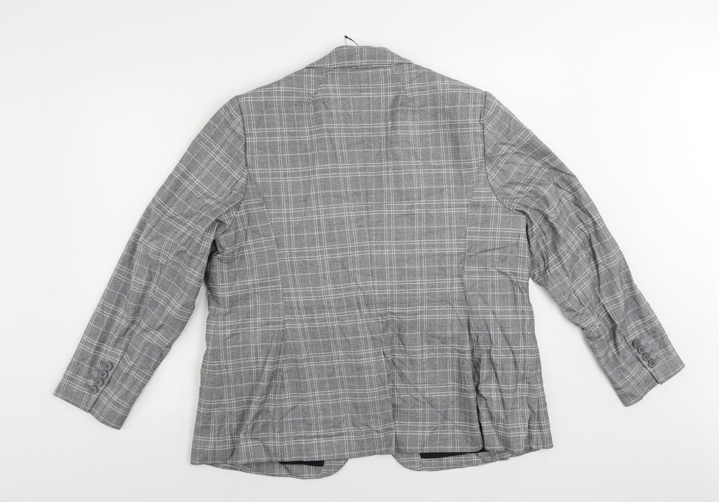 Marks and Spencer Womens Grey Plaid Jacket Blazer Size 20 Button