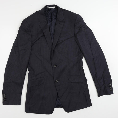 Marks and Spencer Mens Blue Striped Polyester Jacket Suit Jacket Size 38 Regular