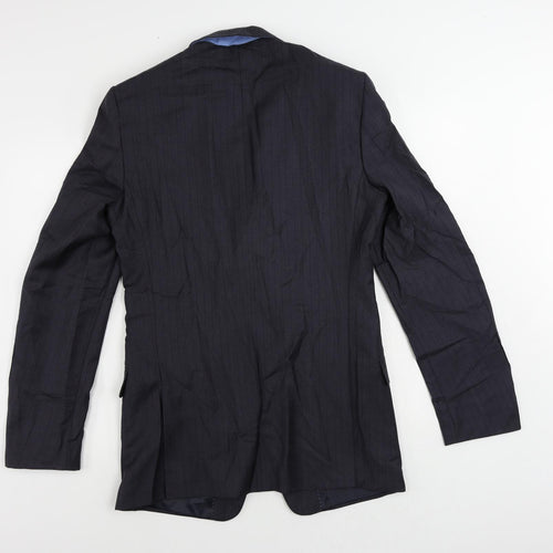 Marks and Spencer Mens Blue Striped Polyester Jacket Suit Jacket Size 38 Regular