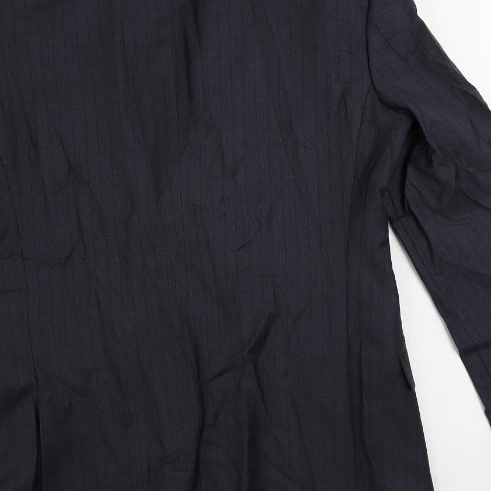 Marks and Spencer Mens Blue Striped Polyester Jacket Suit Jacket Size 38 Regular