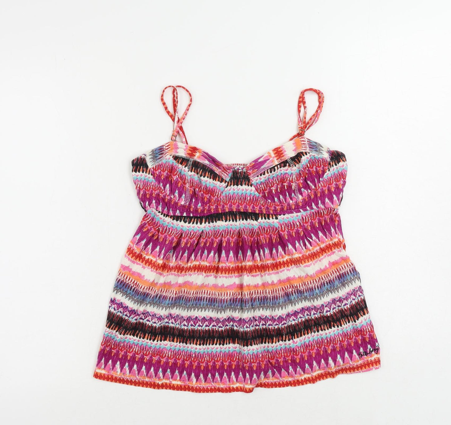 Billabong Womens Multicoloured Geometric Cotton Camisole Tank Size L V-Neck
