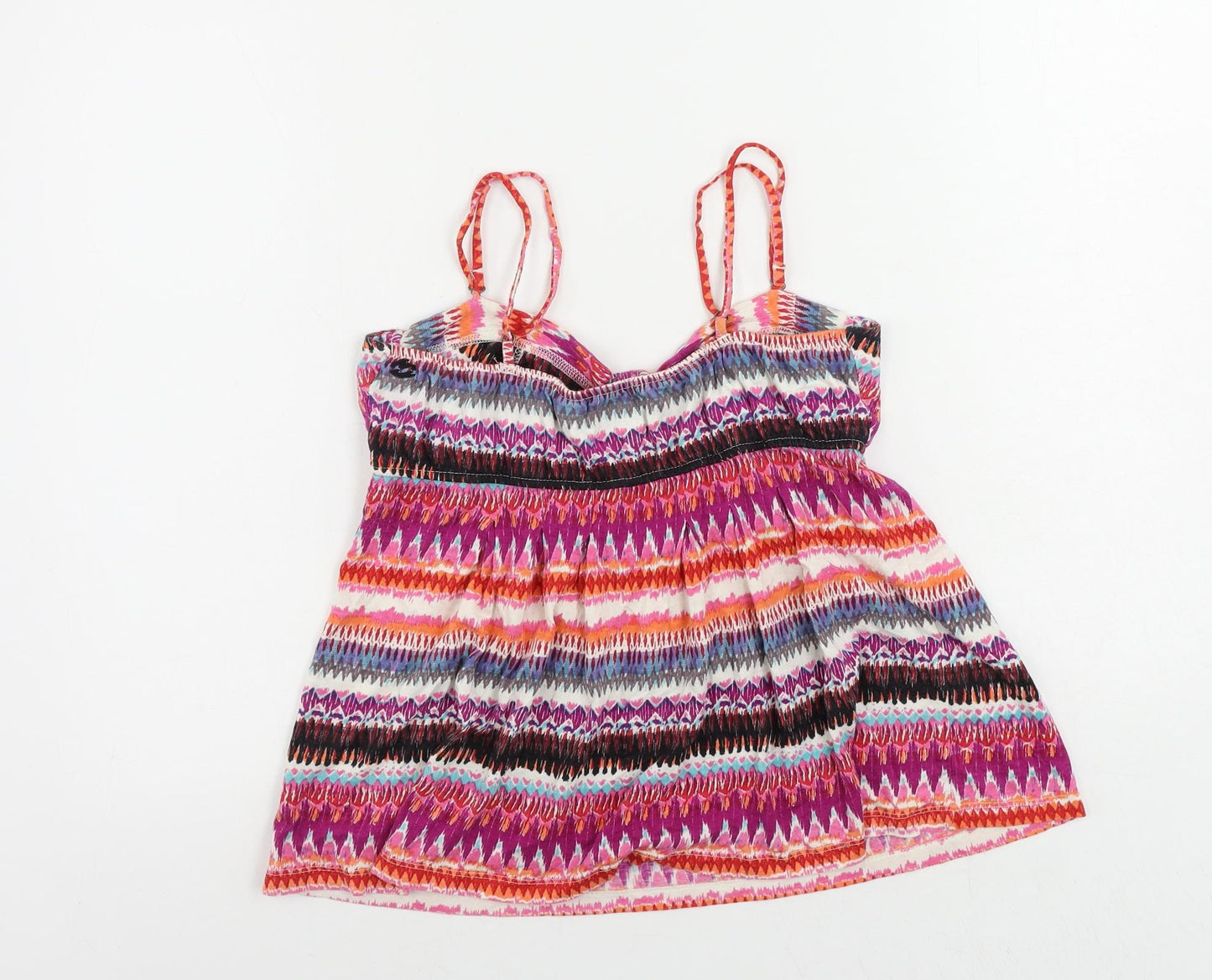 Billabong Womens Multicoloured Geometric Cotton Camisole Tank Size L V-Neck