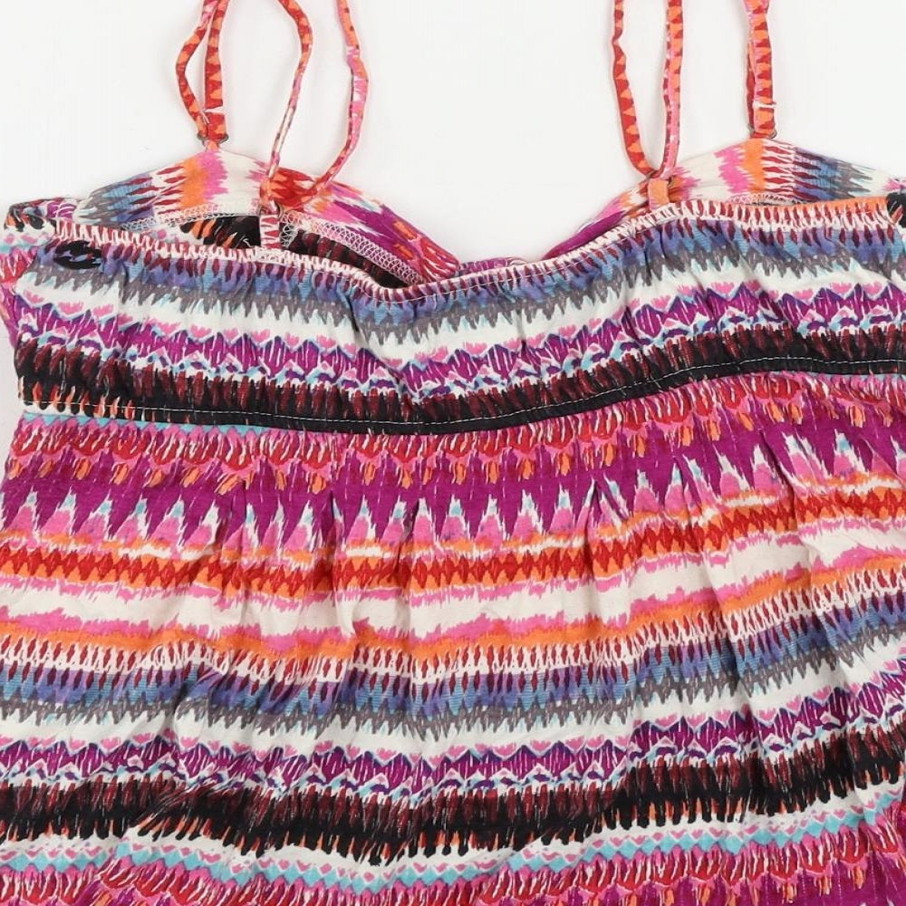 Billabong Womens Multicoloured Geometric Cotton Camisole Tank Size L V-Neck