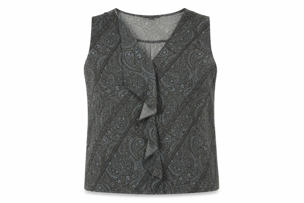 Next Womens Grey Paisley Polyester Basic Blouse Size 16 V-Neck