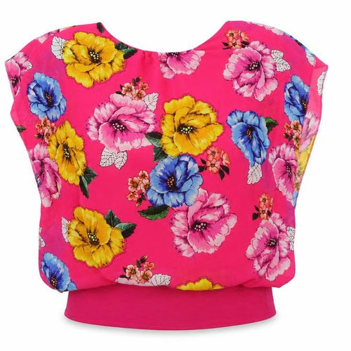 Made in Italy Womens Pink Floral Viscose Basic Blouse Size L Boat Neck