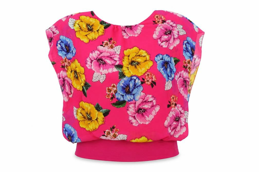 Made in Italy Womens Pink Floral Viscose Basic Blouse Size L Boat Neck