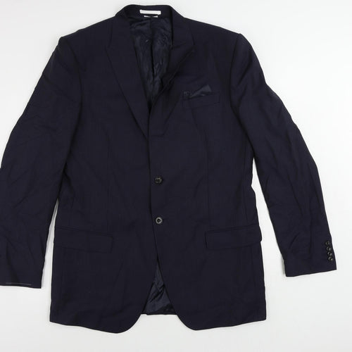 Marks and Spencer Mens Blue Striped Polyester Jacket Suit Jacket Size 44 Regular