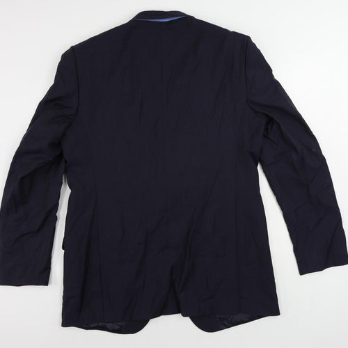 Marks and Spencer Mens Blue Striped Polyester Jacket Suit Jacket Size 44 Regular