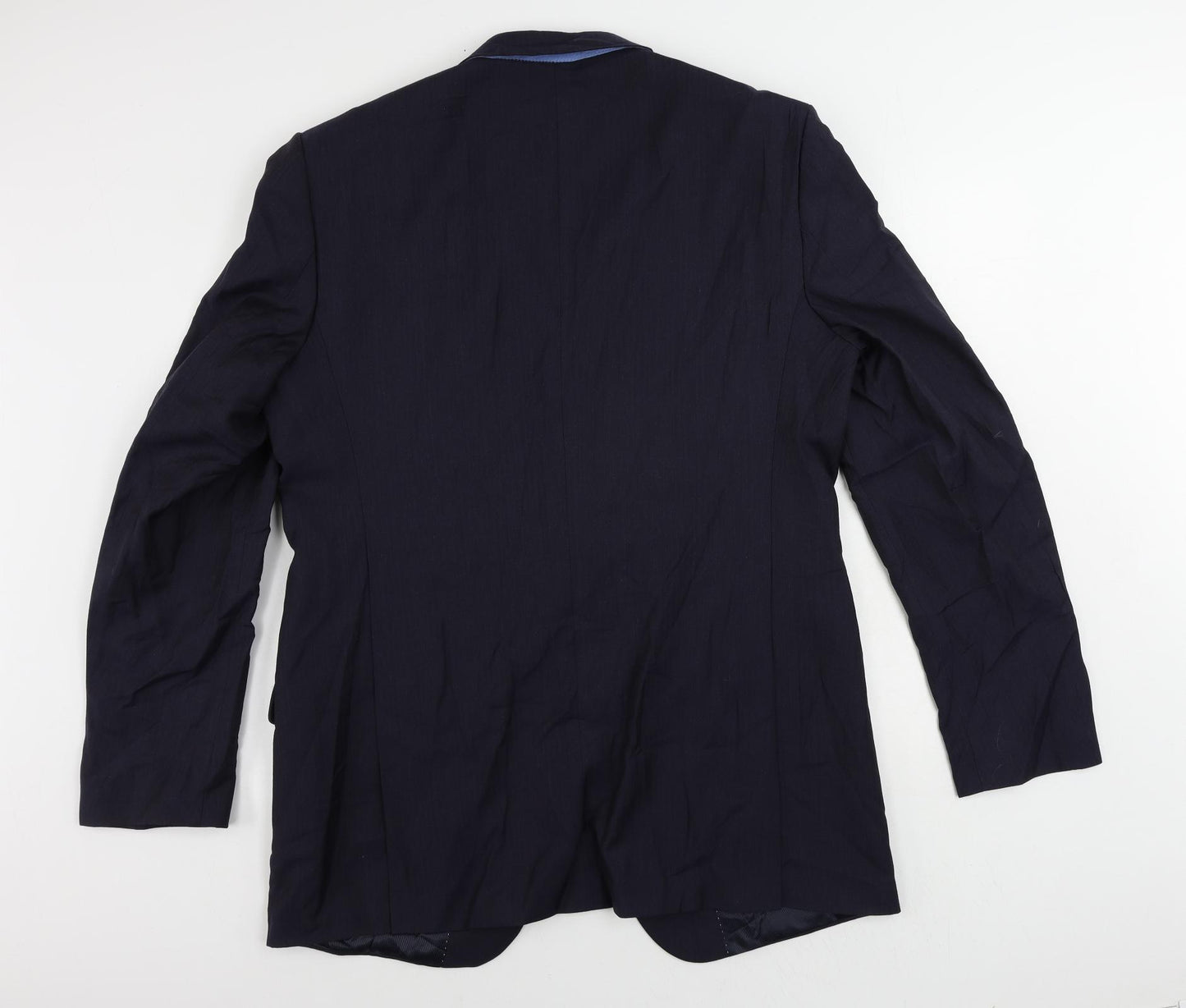 Marks and Spencer Mens Blue Striped Polyester Jacket Suit Jacket Size 44 Regular