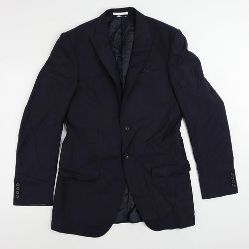 Marks and Spencer Mens Blue Striped Polyester Jacket Suit Jacket Size 38 Regular