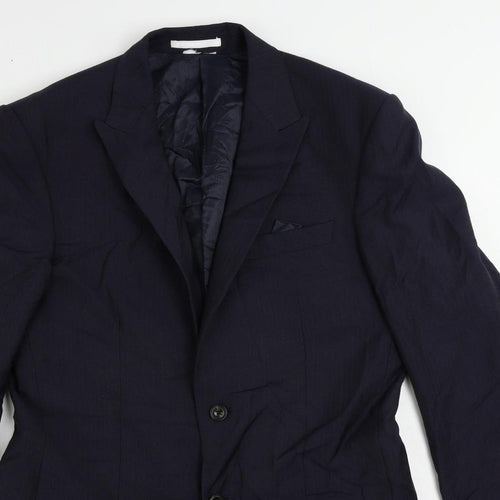 Marks and Spencer Mens Blue Striped Polyester Jacket Suit Jacket Size 38 Regular