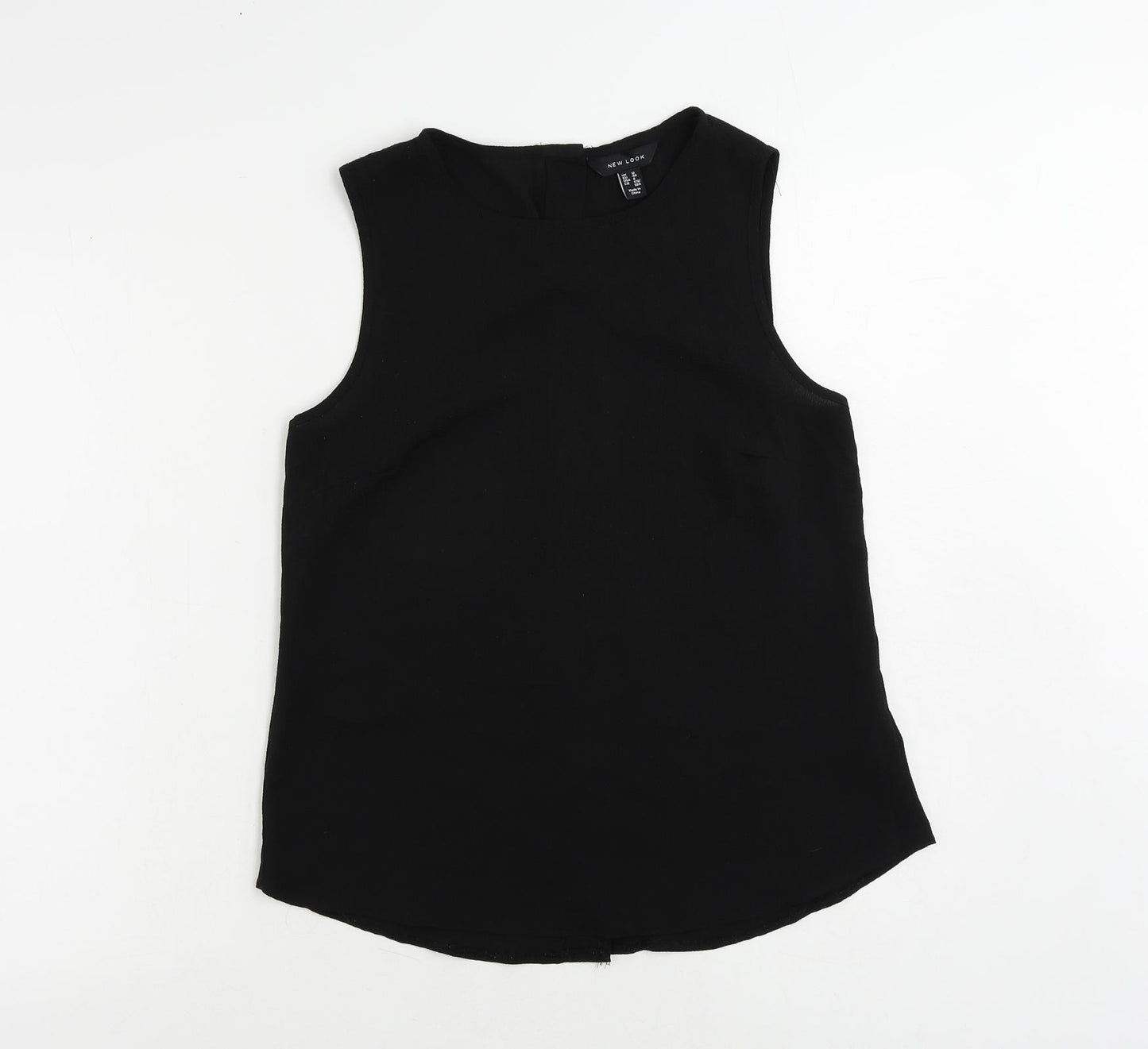 New Look Womens Black Polyester Basic Blouse Size 12 Round Neck