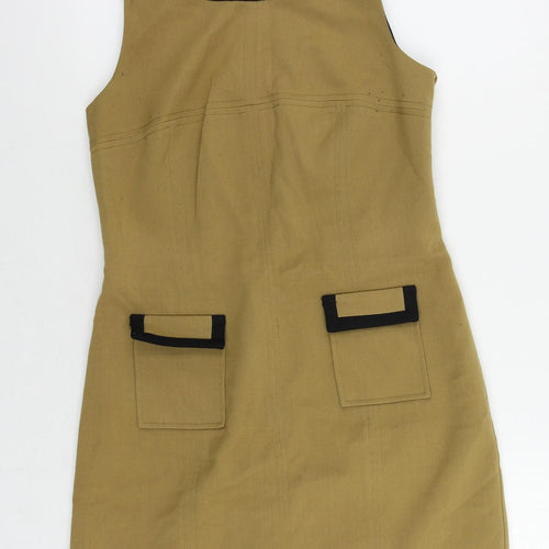 NEXT Womens Beige Polyester Shift Size 10 Round Neck Zip - Lined