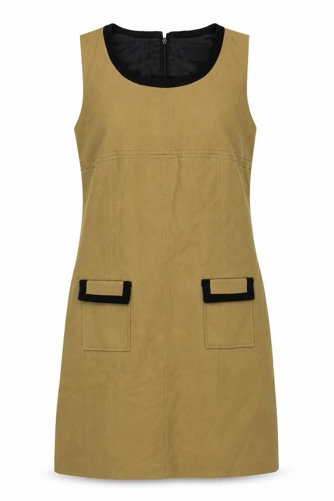 Next Womens Beige Polyester Shift Size 10 Round Neck Zip - Lined