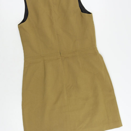 NEXT Womens Beige Polyester Shift Size 10 Round Neck Zip - Lined