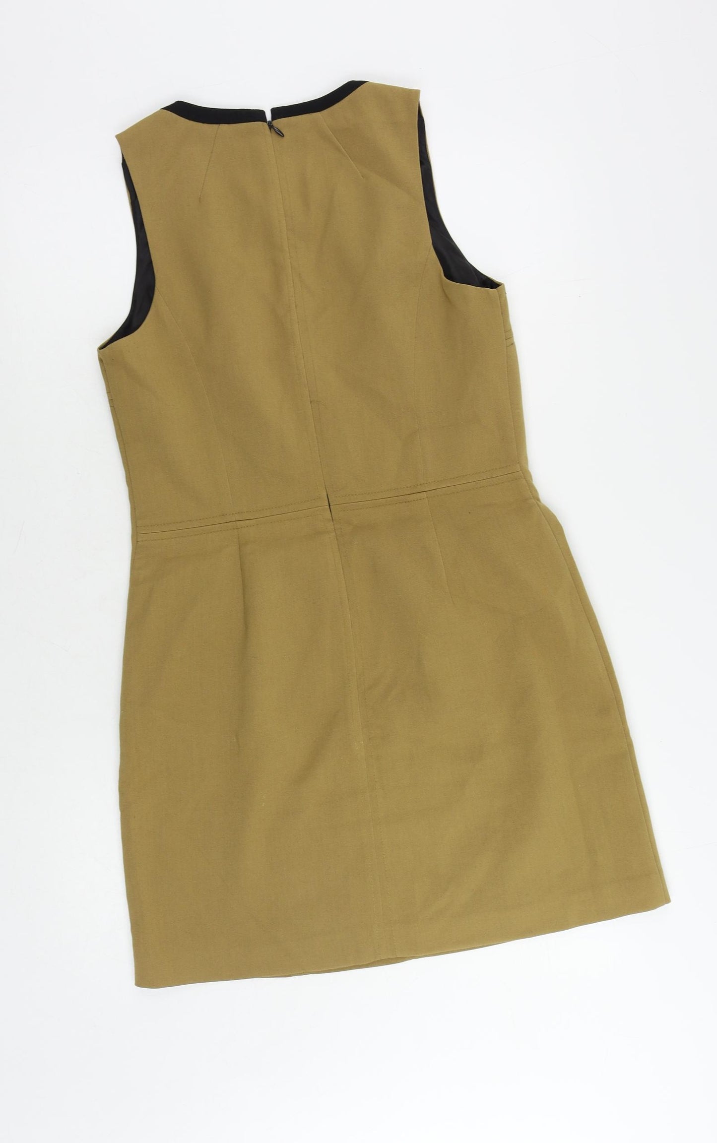 NEXT Womens Beige Polyester Shift Size 10 Round Neck Zip - Lined