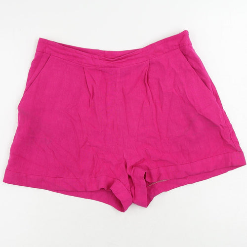 Miss Selfridge Womens Pink Viscose Basic Shorts Size 12 L4 in Regular Zip - Pockets