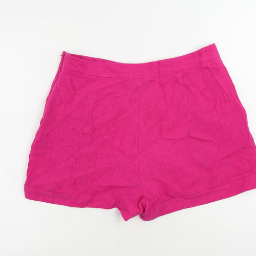 Miss Selfridge Womens Pink Viscose Basic Shorts Size 12 L4 in Regular Zip - Pockets
