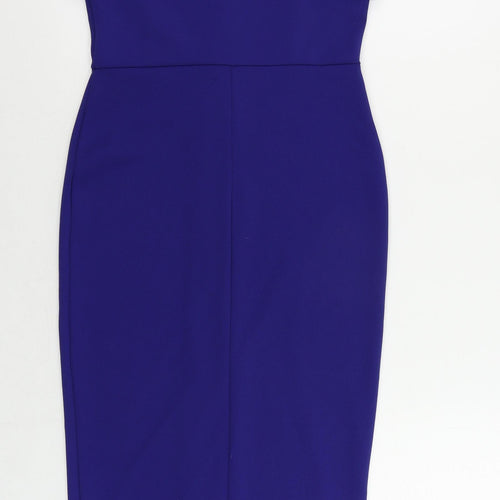 ASOS Womens Blue Polyester Bodycon Size 10 Square Neck Zip