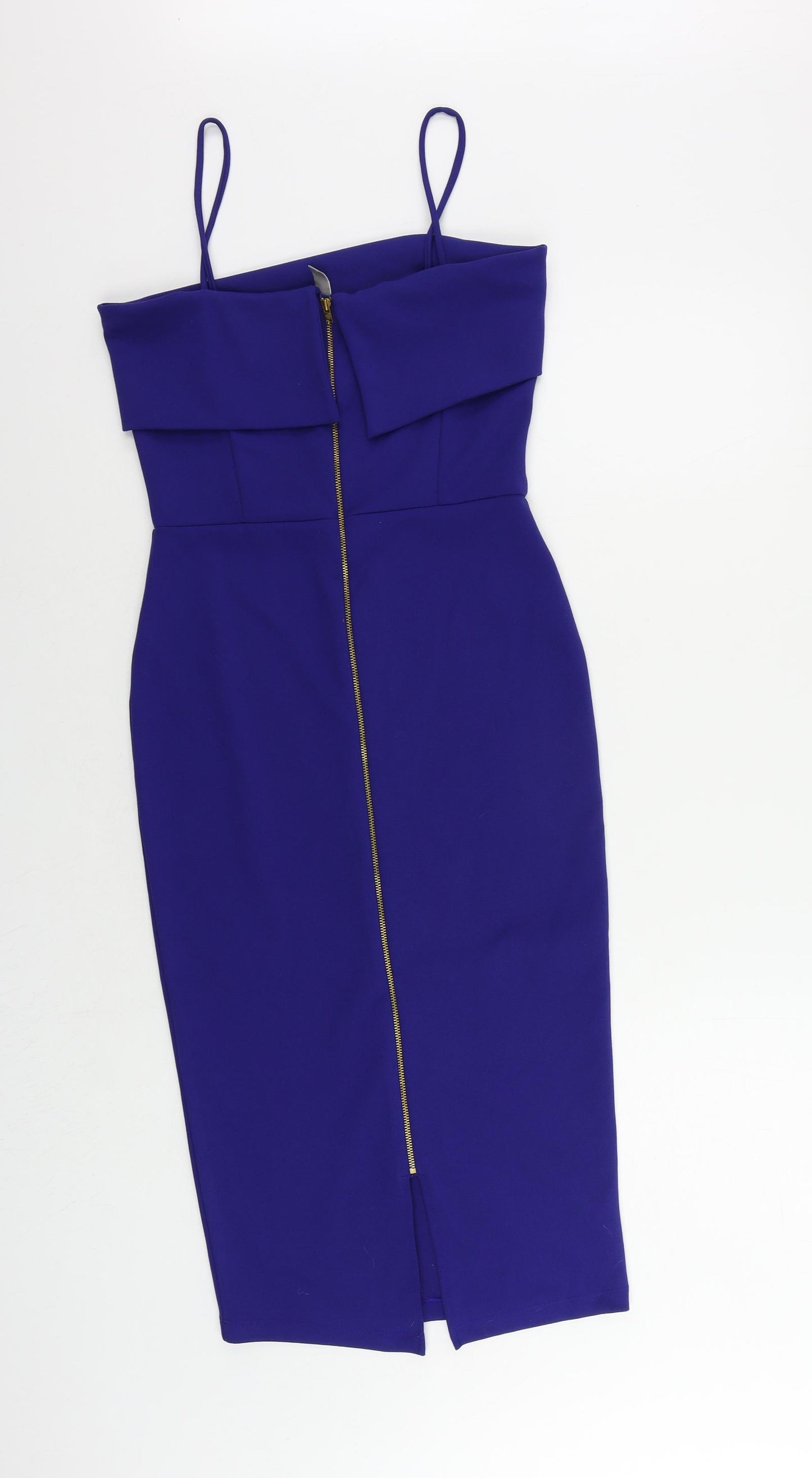 ASOS Womens Blue Polyester Bodycon Size 10 Square Neck Zip