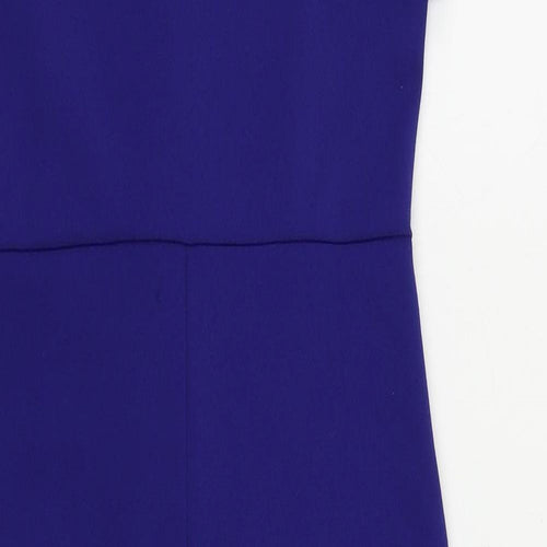 ASOS Womens Blue Polyester Bodycon Size 10 Square Neck Zip
