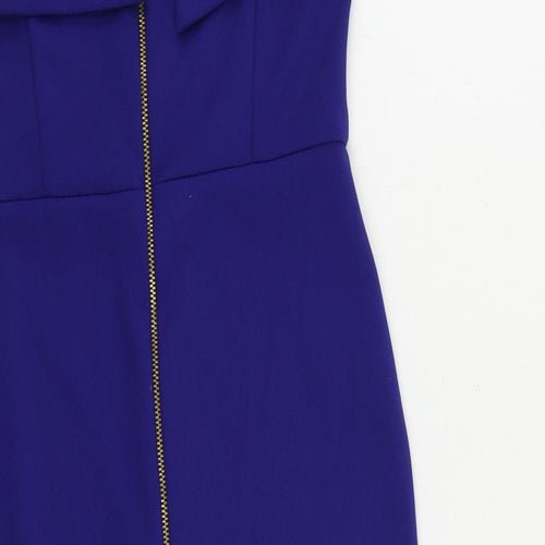 ASOS Womens Blue Polyester Bodycon Size 10 Square Neck Zip