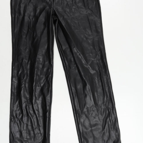 ASOS Womens Black Polyurethane Trousers Size 8 L31 in Regular Zip - Faux Leather
