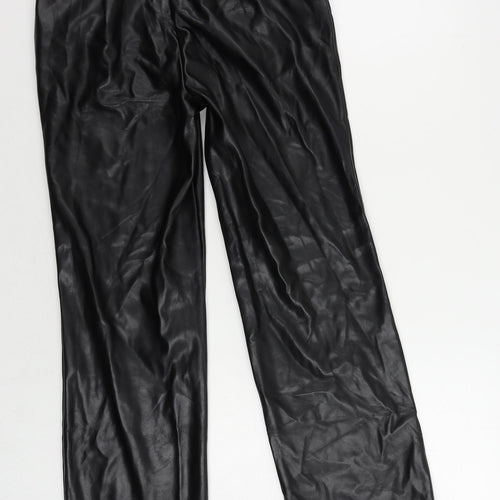 ASOS Womens Black Polyurethane Trousers Size 8 L31 in Regular Zip - Faux Leather