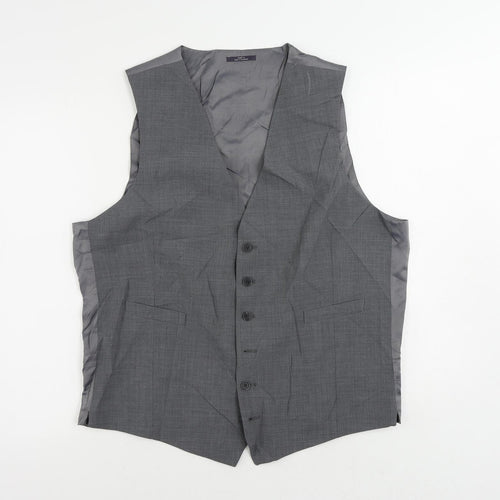 Marks and Spencer Mens Grey Polyester Jacket Suit Waistcoat Size 44 Regular